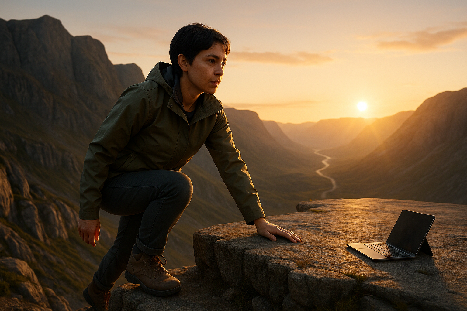 Language learner climbing over a plateau with determination